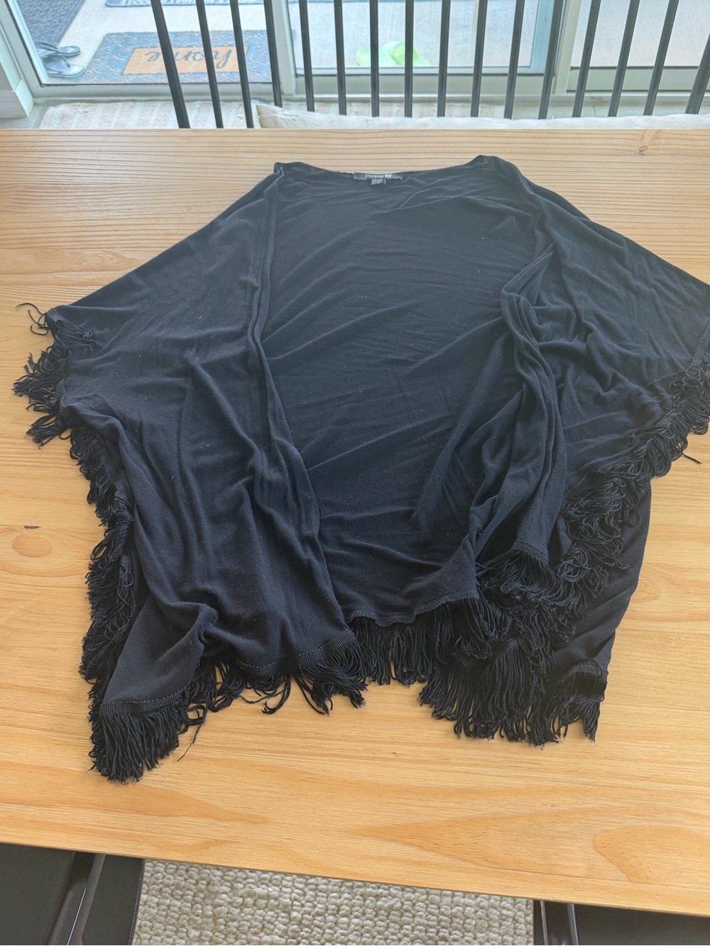 Forever 21 Black Fringe-Trim Tunic Poncho